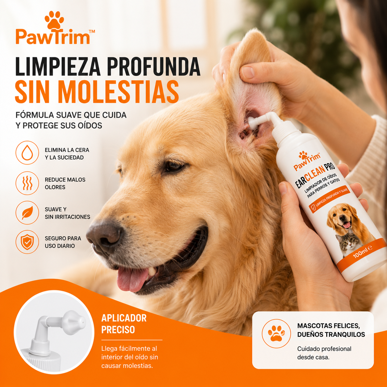 PawTrim™ EarClean Pro | Limpiador de Oídos para Perros y Gatos