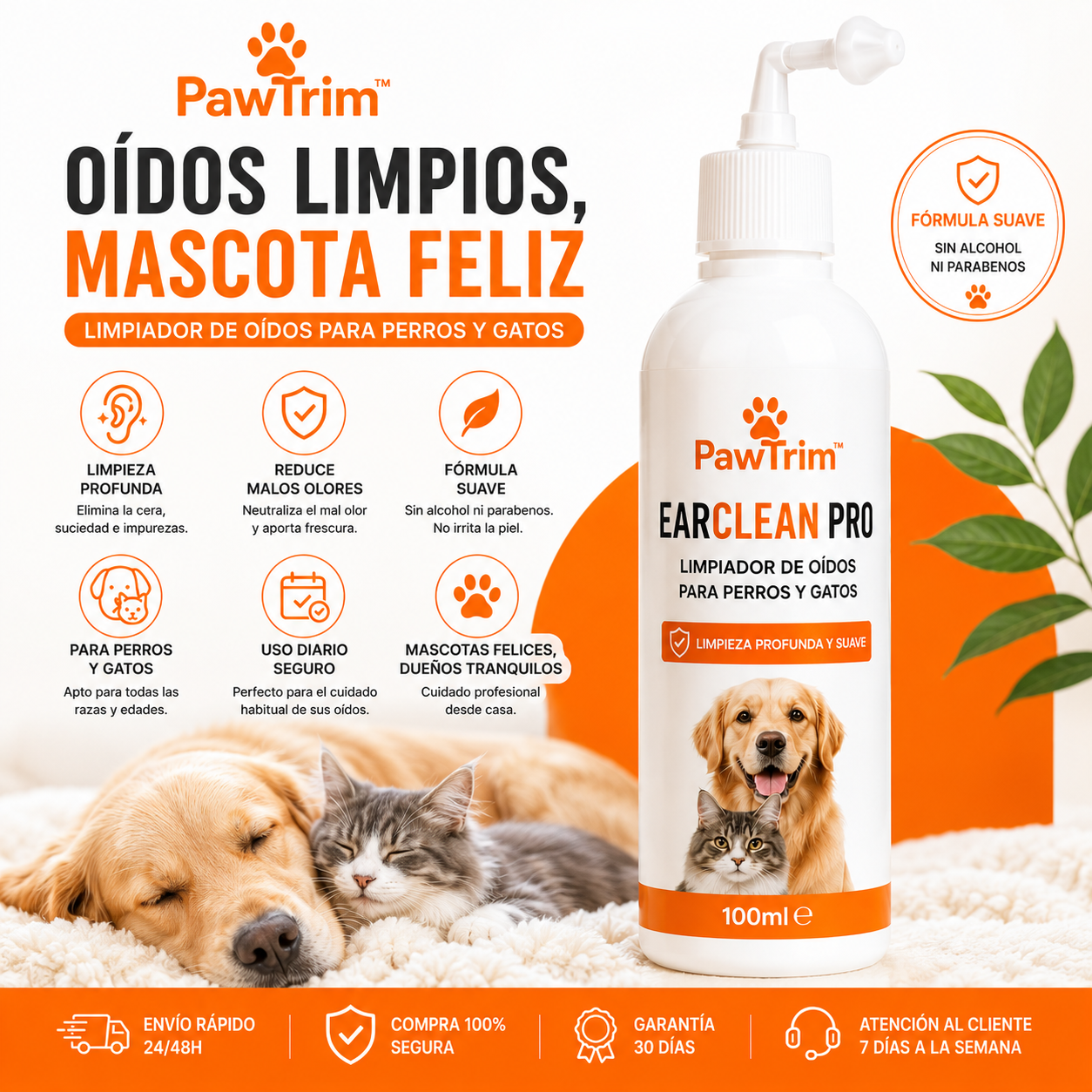 PawTrim™ EarClean Pro | Limpiador de Oídos para Perros y Gatos