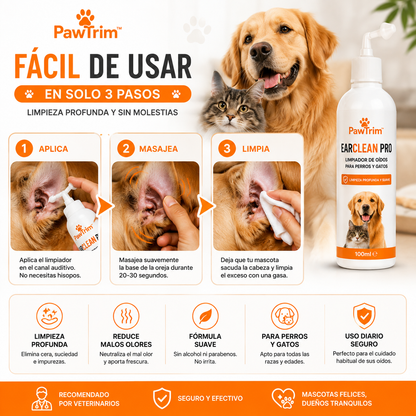 PawTrim™ EarClean Pro | Limpiador de Oídos para Perros y Gatos
