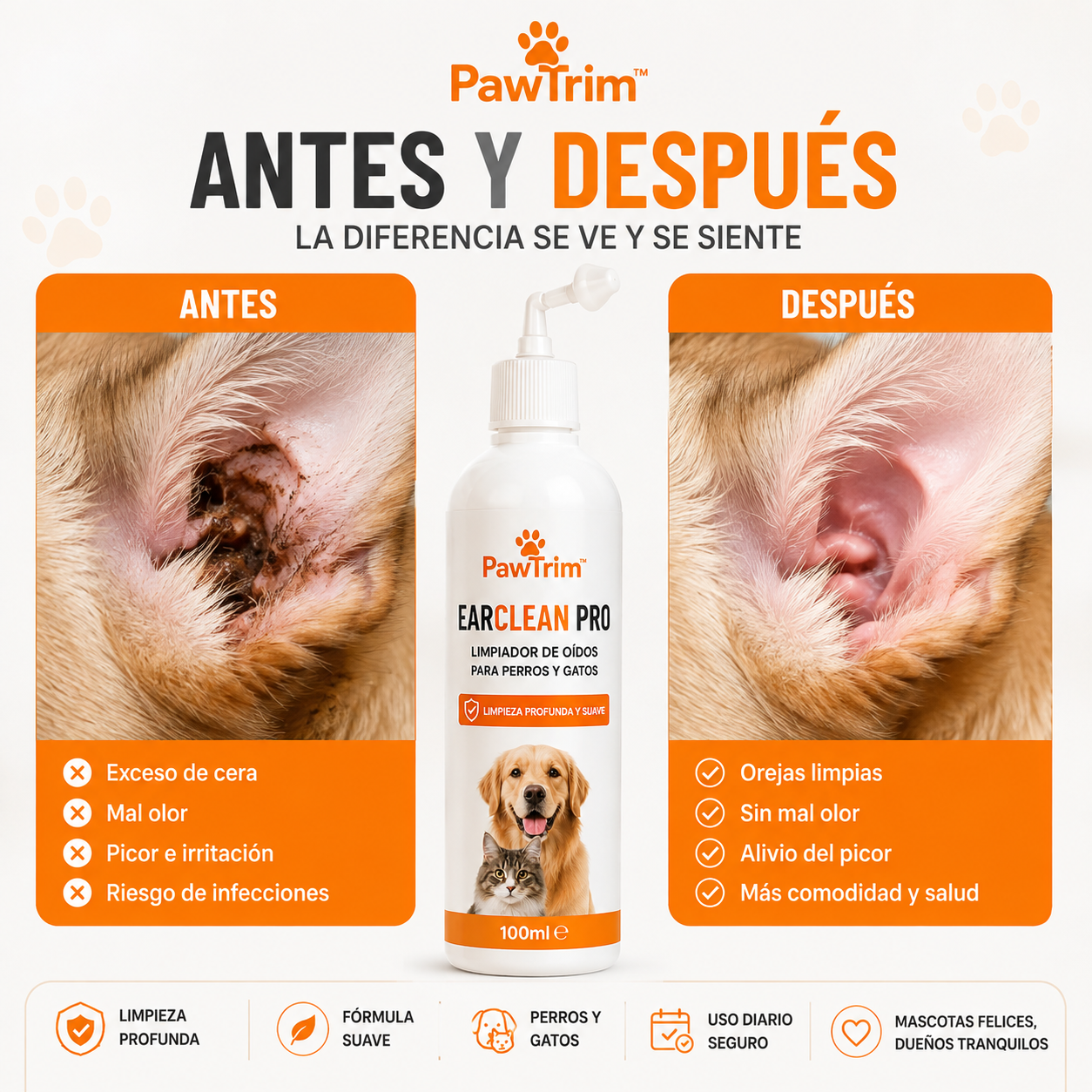 PawTrim™ EarClean Pro | Limpiador de Oídos para Perros y Gatos